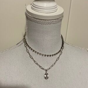 NWT 2 Layer Silver Tone Necklace!